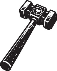 Black Color Sledgehammer Silhouette Vector Illustration design, Solid White Background