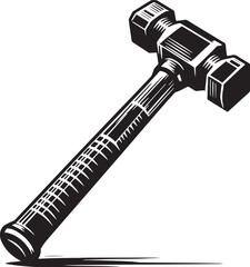 Black Color Sledgehammer Silhouette Vector Illustration design, Solid White Background
