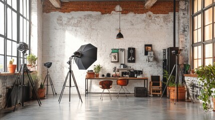 Industrial photography studio with natural light