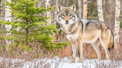 Obraz premium Majestic Gray Wolf in Winter Wonderland
