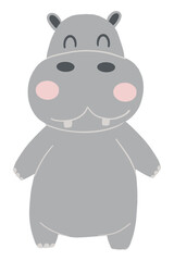 Naklejka premium Cartoon hippo character with a cheerful expression.