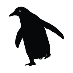 Simple Silhouette of a Walking Penguin vector illustration. penguin silhouette bird, illustration icon, logo
