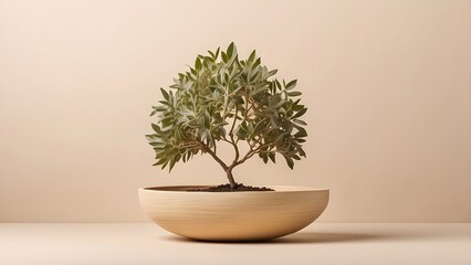 Tu Bishvat banner with empty space Without Text, Beige Minimal background, holiday banner poster background for advertisement ads