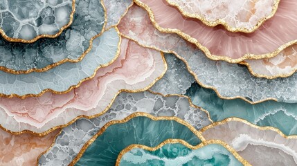 Obraz premium Abstract agate texture, gold accents, pastel colors, elegant background, design art