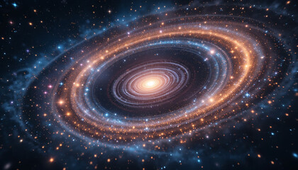 Fototapeta premium Swirling Galaxy Composed Entirely of Tiny, Flickering Pixel Stars