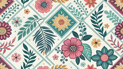 Geometric Floral Mother's Day Portrait Background: Elegant Photo Design