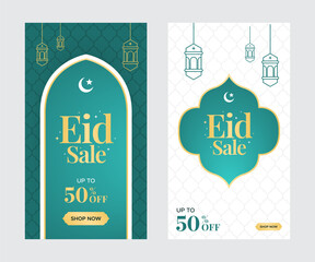 Eid Sale Up to 50% off. Special Ramadan Offer Web Banner. Islamic Eid Mubarak Vector illustration