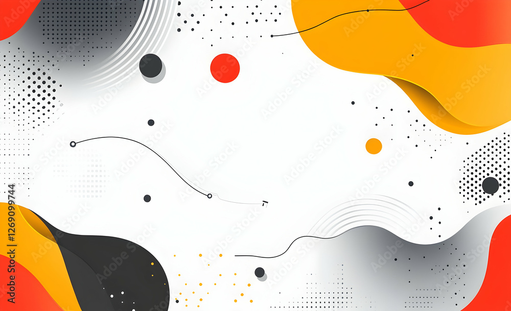 Poster abstract technology background vector presentation design with digital elements and circles on a whi