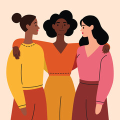 Three Diverse Women Standing Together – Unity and Inclusion