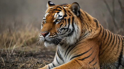 Obraz premium Close-up of a majestic tiger in its natural habitat.