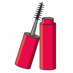 Mascara rimmel rosso per ciglia. Disegno simpatico stile fumetto