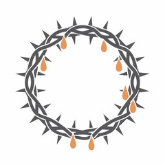 Obraz premium Crown of thorns with drops of blood on white background