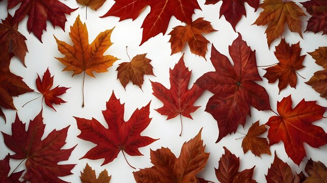 Fallen red maple leaves on tree branches on a soft, misty background. The bright red color of the leaves stands out against the calm background. - Powered by Adobe