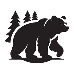 Fototapeta premium bear logo black silhouette vector illustration