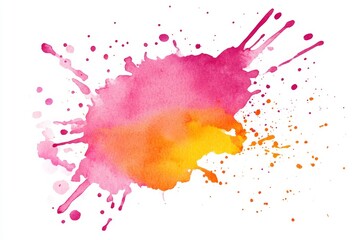 Pink-orange watercolor splash on white background, design element
