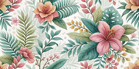 Mother's Day Botanical Pattern, Soft Gradient Floral Design, High Depth of Field, Spring Flowers, Elegant  Floral Background