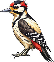 Birds illustration of vivid great spotted 