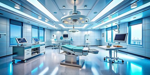 Obraz premium Panoramic View Modern Medical Design Hospital Clean Room Sterile Environment