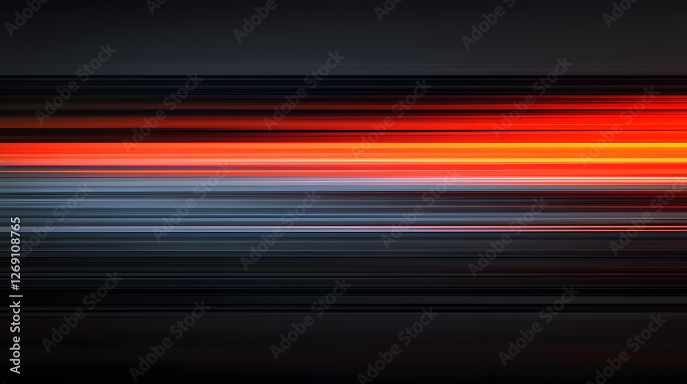 Poster a dynamic abstract image featuring horizontal streaks of red and blue against a dark background, evo