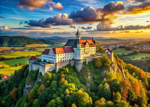 Panoramic View of Festung Rosenberg Castle, Bavarian Fortress, Germany