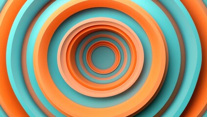 Naklejka premium Abstract Concentric Circles: A Symphony of Orange and Teal