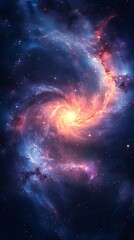 Fototapeta premium Cosmic dust and gas clouds creating a breathtaking nebula in a spiral galaxy