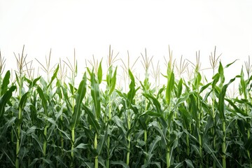 Obraz premium Lush green cornfield growing under a bright sky