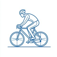 Obraz premium Simple Line Drawing of a Person Riding a Bicycle in a Minimalist Style