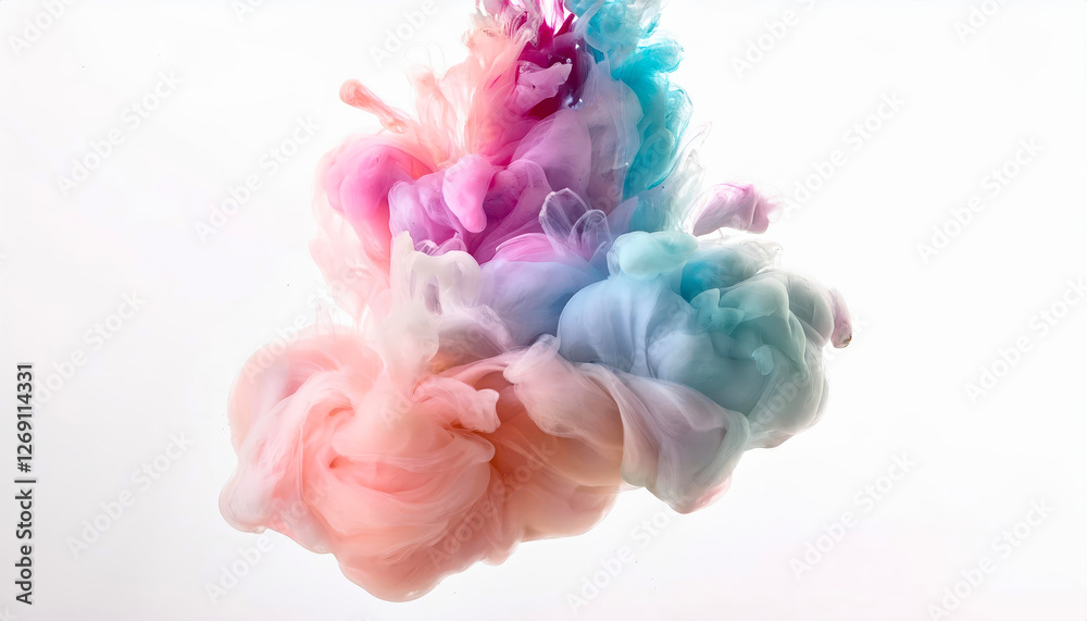 Poster Ink Swirls Gracefully in Water, Creating Ethereal Clouds of Color and Movement