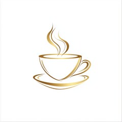 Obraz premium Elegant Simple Line Drawing of Coffee Cup with Rising Steam