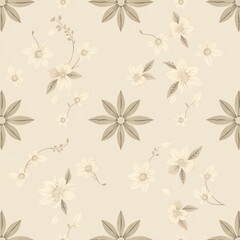 seamless pattern with flowers, Seamless floral pattern. illustration. Hand drawn flowers and leaves of clover. Vintage detailed style, Seamless flower pattern textiles design. natural seamless pattern