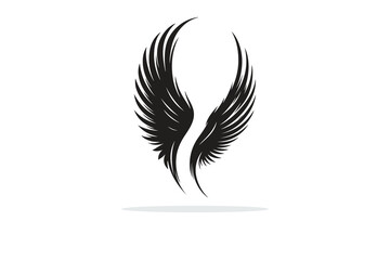  silhouette of angel wings in black and white