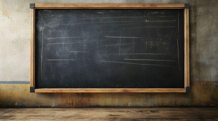 vintage blackboard in rustic classroom setting