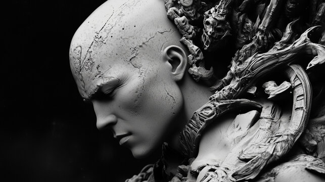 Digital sculpture of a pensive creature