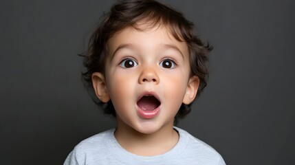 adorable toddler boy with open mouth