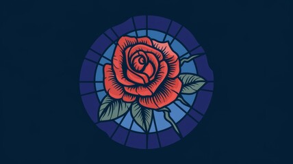 Fototapeta premium Stained Glass Rose Design Cartoon Generative AI