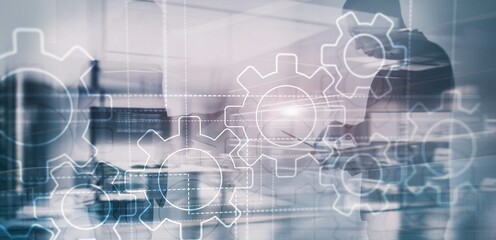 Fototapeta premium Technology Gears and industry 4.0 smart factory concept