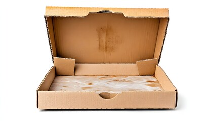 empty pizza box isolated on white background