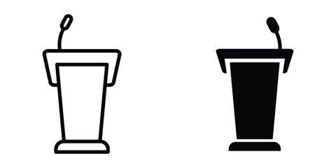podium tribune with microphone icon vector. public speaking podium icon. conference sign. speech podium icon. vector illustration on transparent background