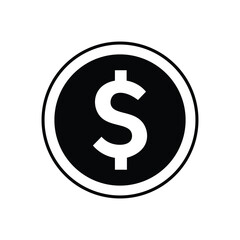 Monochrome Black and White Dollar Coin Icon