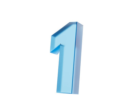 3d Glossy Blue number 1 or One with a gradient of blue shades. 3d illustration