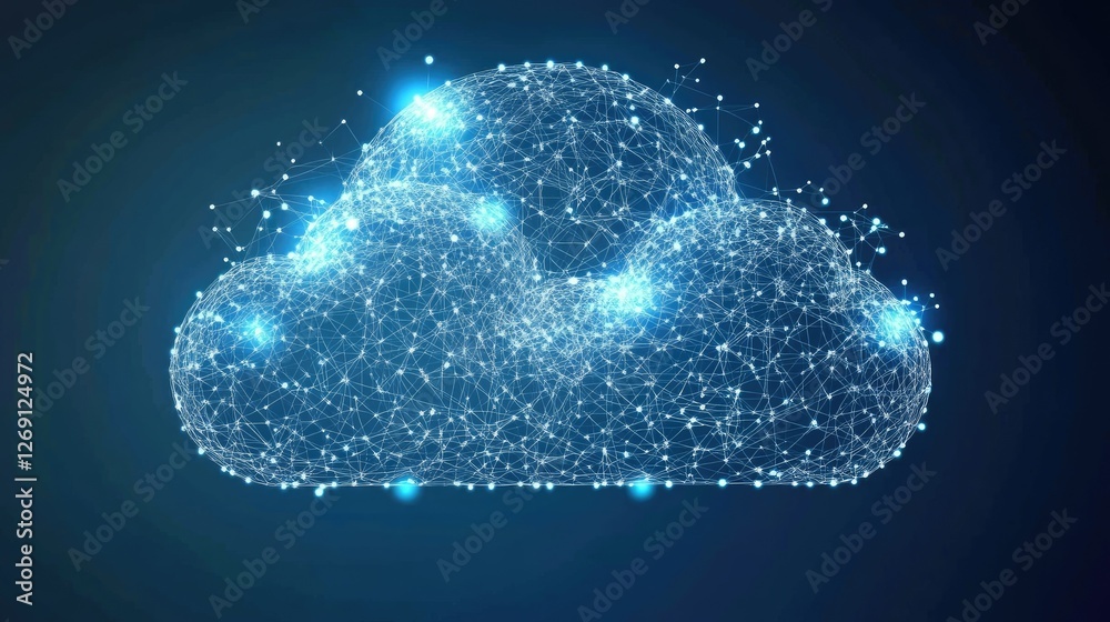 Poster abstract data flow with interconnected cloud networks, symbolizing modern ai-driven connectivity.