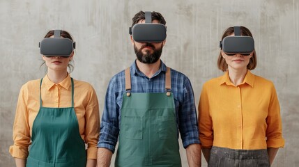 Inventors Wearing VR Headsets Test Their Prototypes in a Cutting-Edge Innovation Space Together. Technology Leadership and Innovation Concept