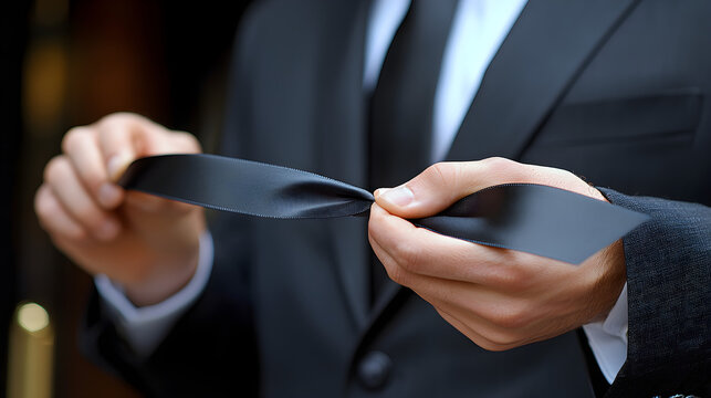 Formal event ribbon cutting ceremony in a sleek suit