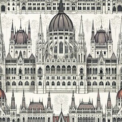 Fototapeta premium Gothic Architecture Black and White Photo with Copy Space