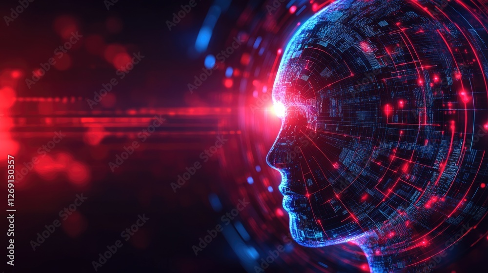 Poster ai-generated business strategy data analysis with futuristic cloud-based data insights.