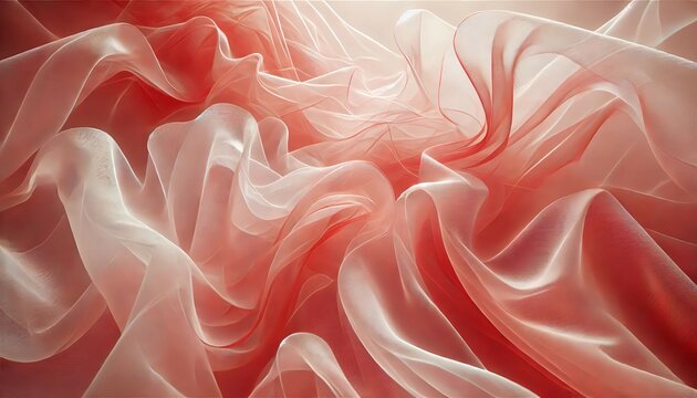 透ける赤いオーガンザ布の背景｜Translucent Red Organza Fabric Background