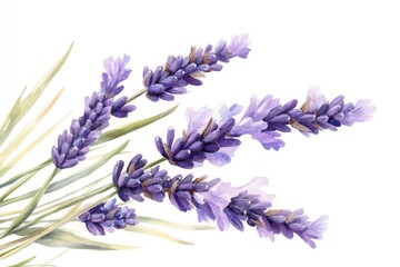 Obraz premium A white background framing a watercolor lavender blossom border