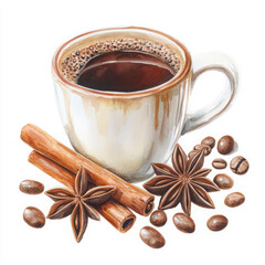Fototapeta premium Aromatic coffee drink with spice for happy mood