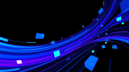 Futuristic blue lines glow with bright energy and motion
